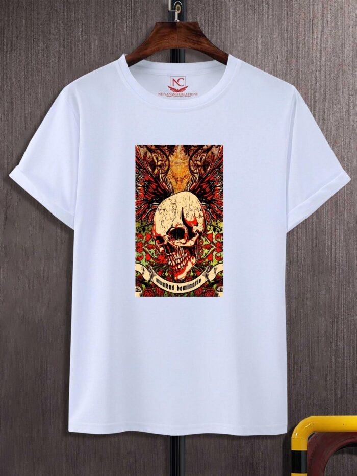 Round Neck skull and arrows
Printed  White T Shirt - Image 2