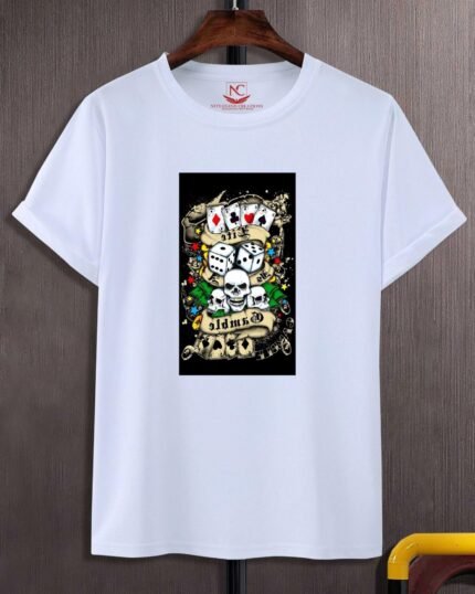 Life is a Gamble Graphic Printed White T-Shirt by Ed Hardy-1470