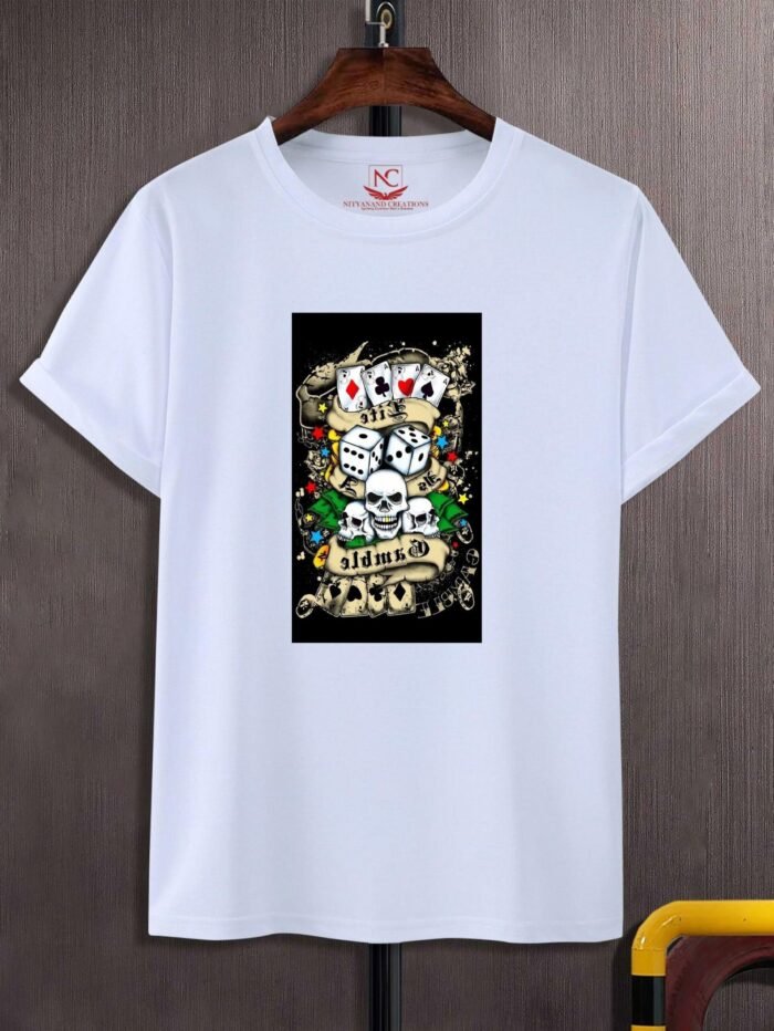 Life is a Gamble Graphic Printed White T-Shirt by Ed Hardy-1470