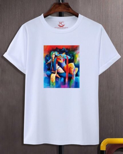 Radha Krishna Graphic Tee White Design