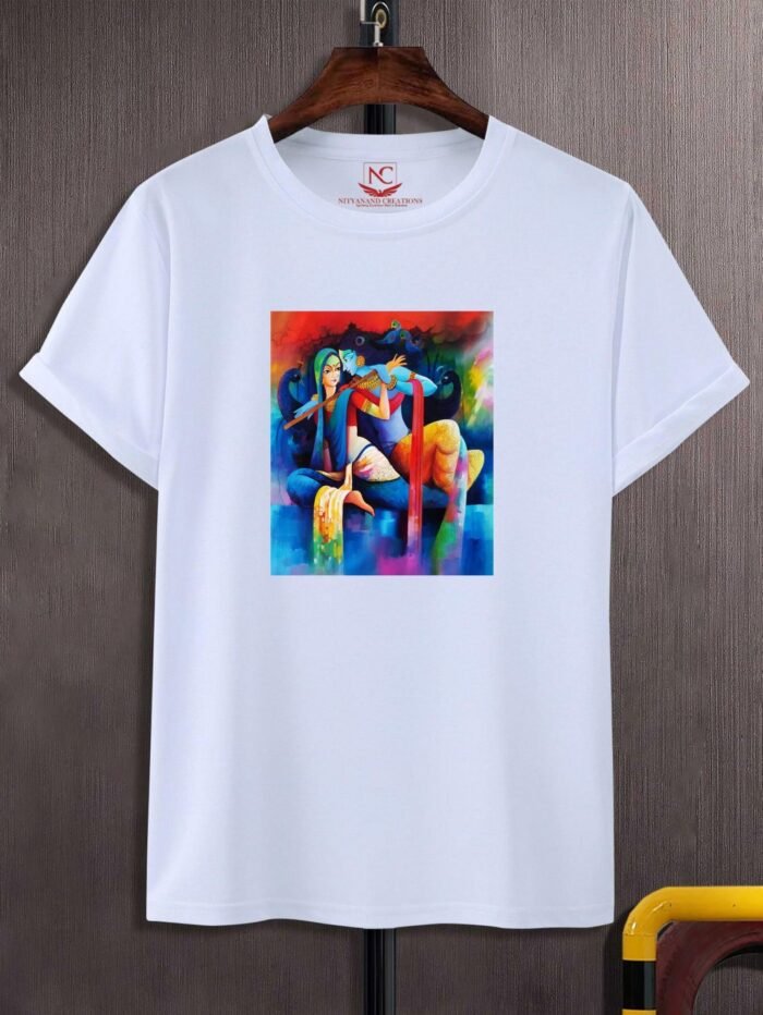 Radha Krishna Graphic Tee White Design