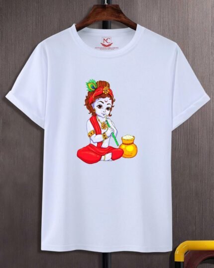 Little Krishna Graphic Tee White Design-1478