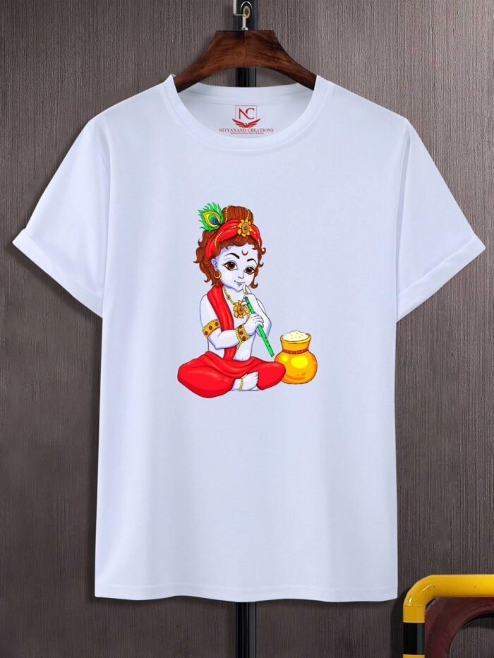 Little Krishna Graphic Tee White Design-1478