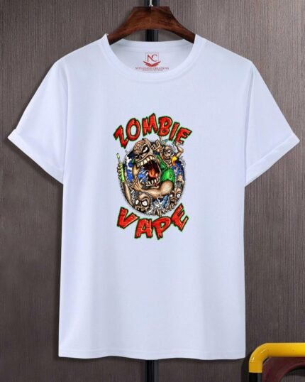 Undead Vape White Tee with Zombie Graphic Print