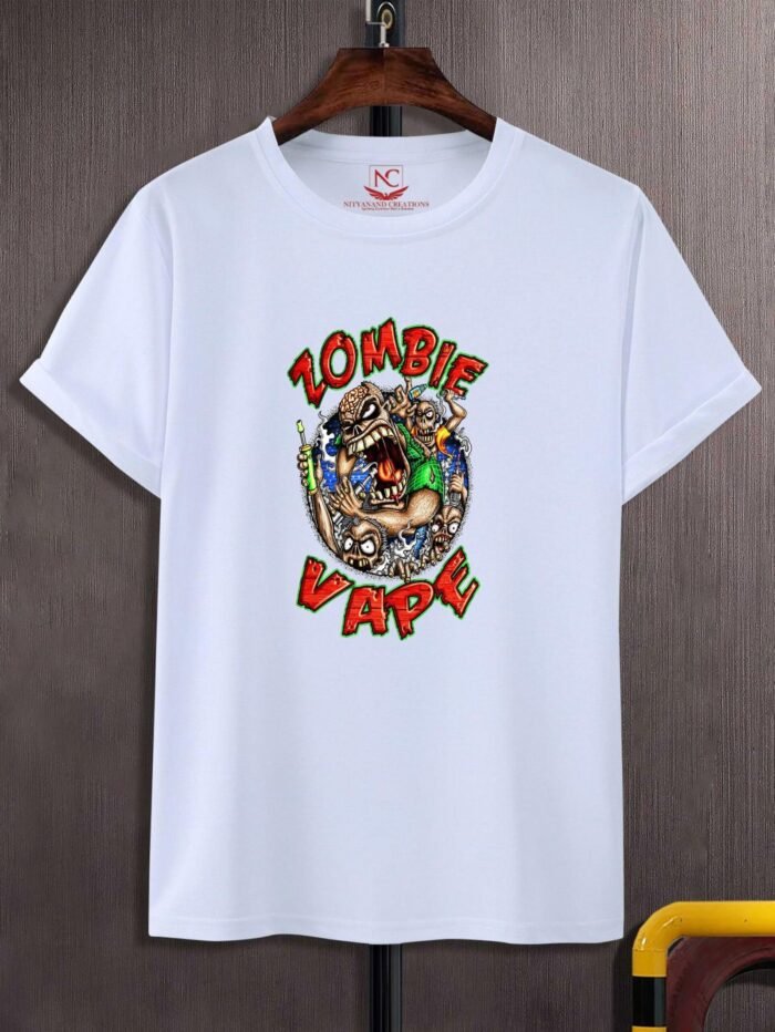 Undead Vape White Tee with Zombie Graphic Print
