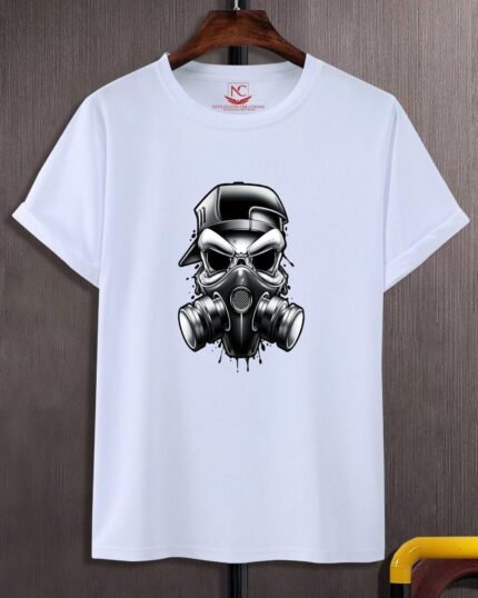 Mask Skill Graphic Printed White T-Shirt-1509