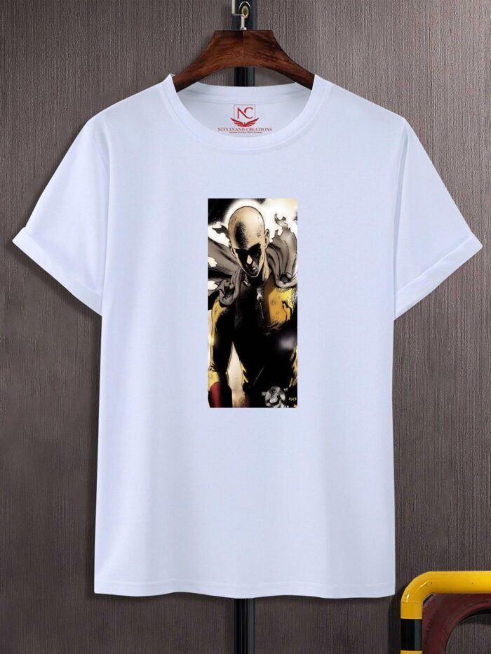 Stream Saitama Graphic Print White T-Shirt-1523