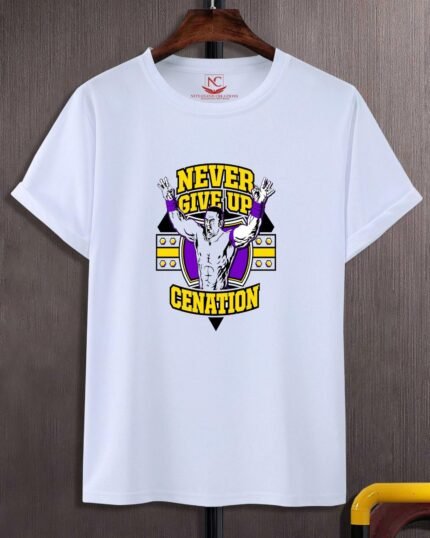 Never Give Up Inspirational Graphic Tee – White-1525