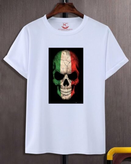 Dark Italian Skull Graphic Tee White-1529