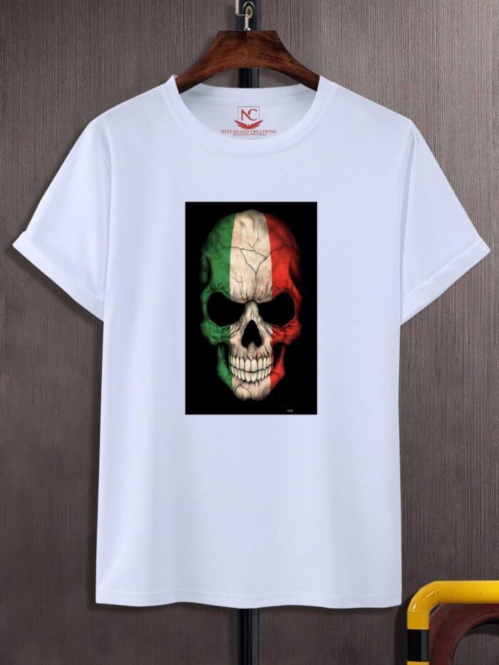 Dark Italian Skull Graphic Tee White-1529