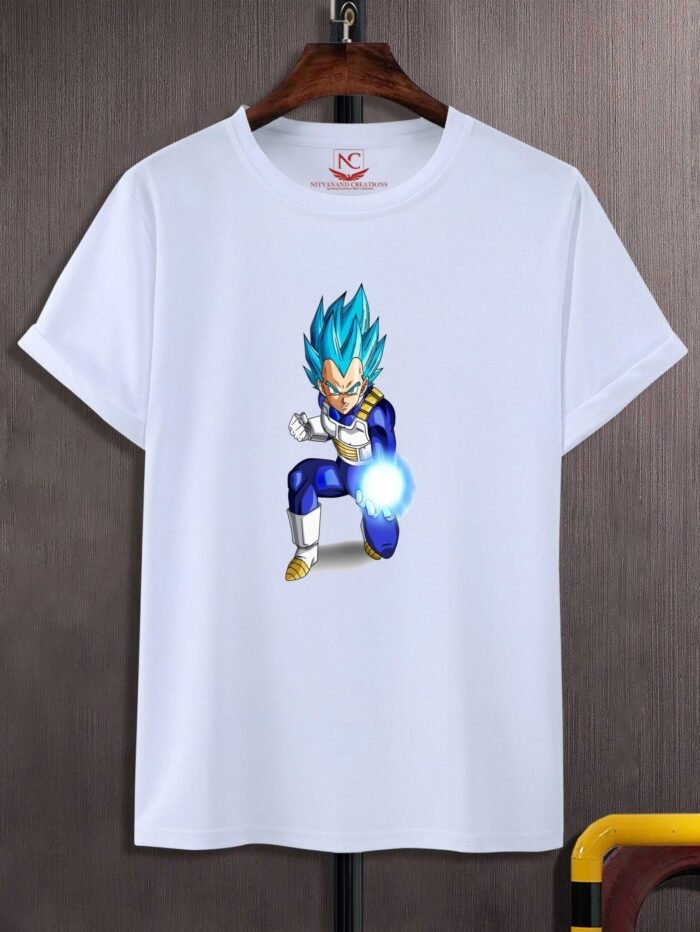 Vegeta Graphic Print White Tee-1533 - Image 2