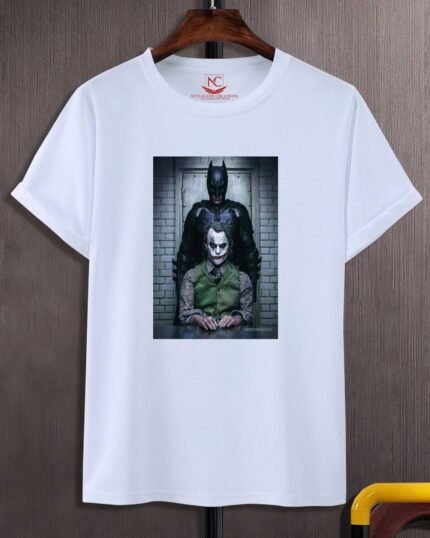 The Dark Knight Batman and Joker Printed Polyester Round Neck T-Shirt