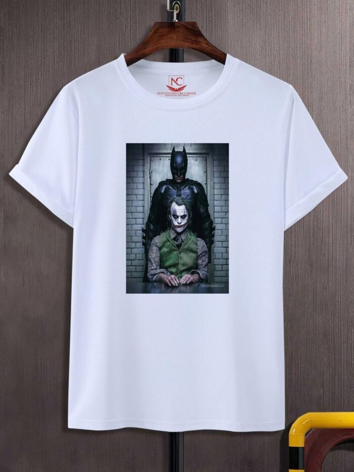 The Dark Knight Batman and Joker Printed Polyester Round Neck T-Shirt