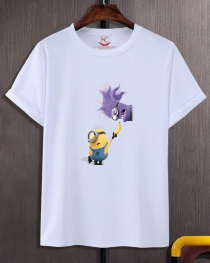 Evil Minions with Good Minion Printed Polyester Round Neck T-Shirt