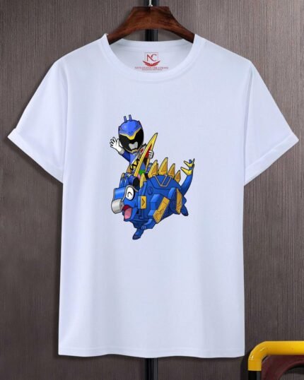 Dynamic Kyoryu Blue White Graphic T-Shirt-1567