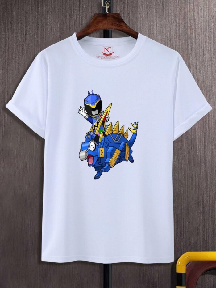 Dynamic Kyoryu Blue White Graphic T-Shirt-1567 - Image 2