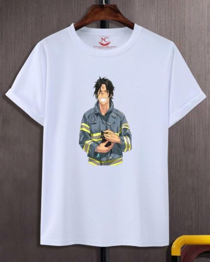 Portgas D. Ace Graphic Print White T-Shirt Bold One Piece Design-1587