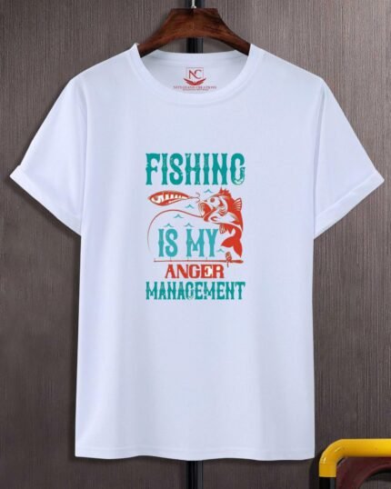 Catch of the Day Fishing Graphic Printed White T-Shirt-1611