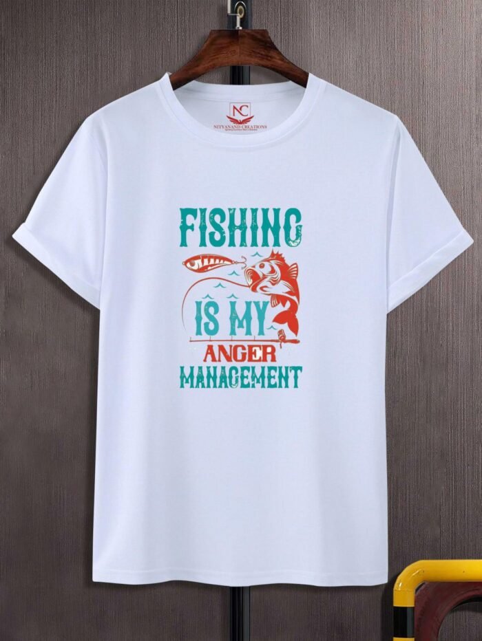 Catch of the Day Fishing Graphic Printed White T-Shirt-1611
