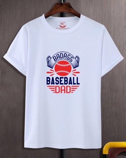 Baseball Dad All-Star Graphic Printed White T-Shirt-1612