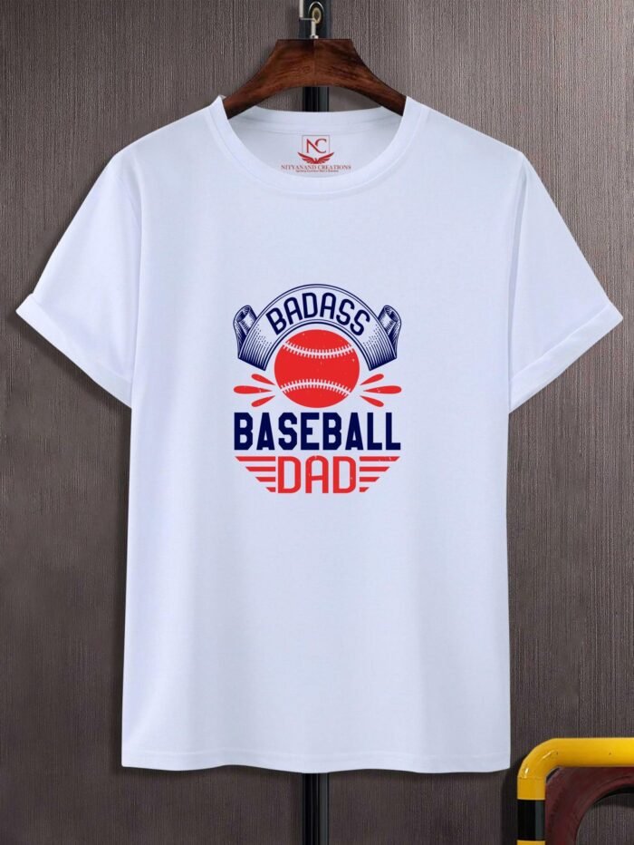Baseball Dad All-Star Graphic Printed White T-Shirt-1612