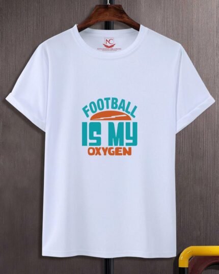 Football Is My Oxygen Graphic Print White Tee-1613