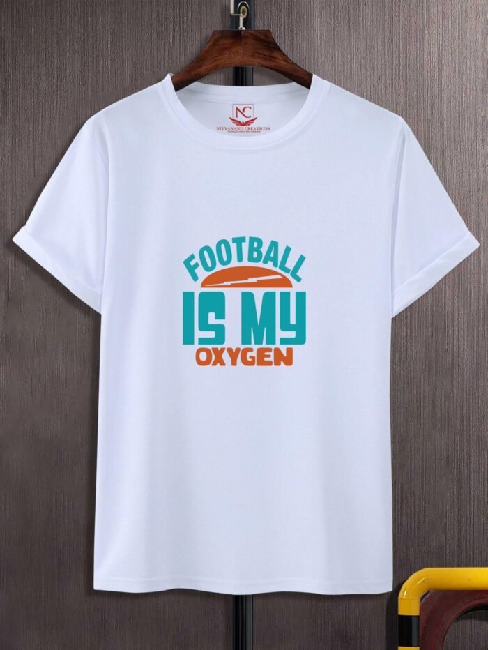 Football Is My Oxygen Graphic Print White Tee-1613