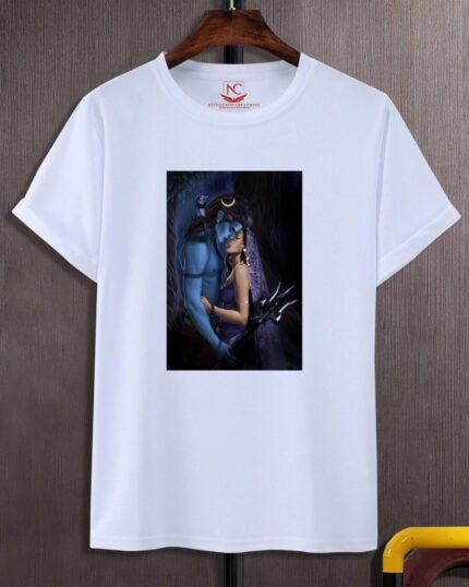 Divine Union Shiv Parwati Graphic Printed White T-Shirt-1616