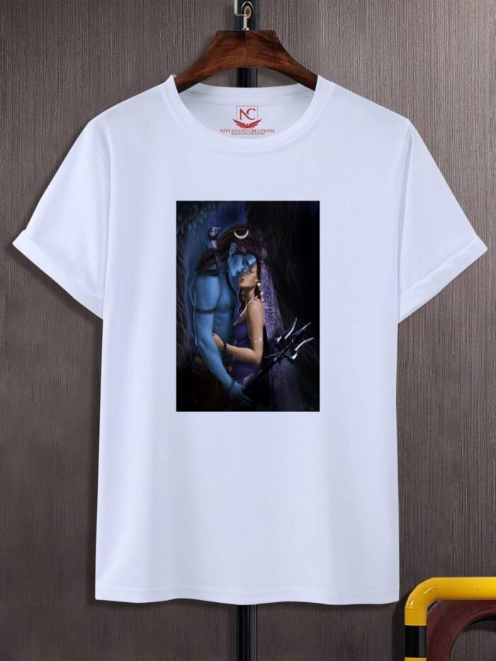 Divine Union Shiv Parwati Graphic Printed White T-Shirt-1616