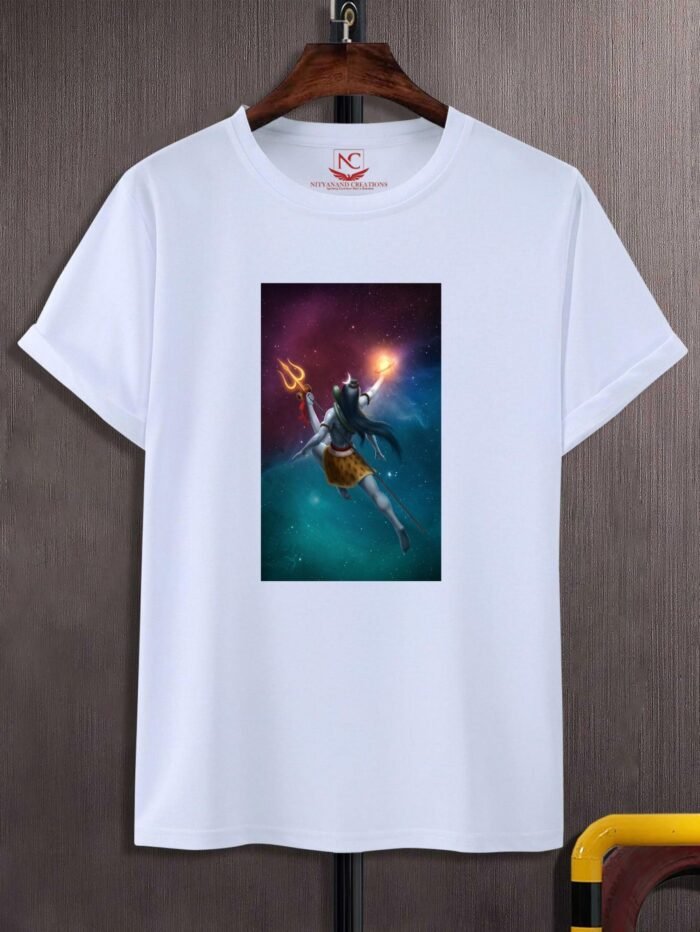 Bhole Nath Divine Graphic Printed White T-Shirt-1617