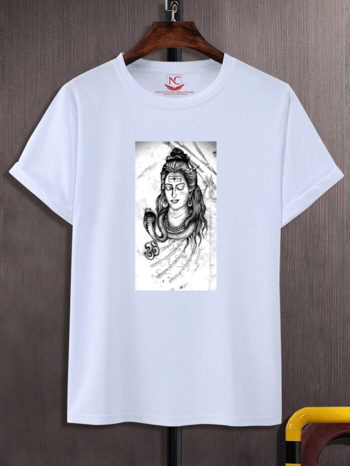 Shiva Divine Essence Graphic Printed White Tee-1620