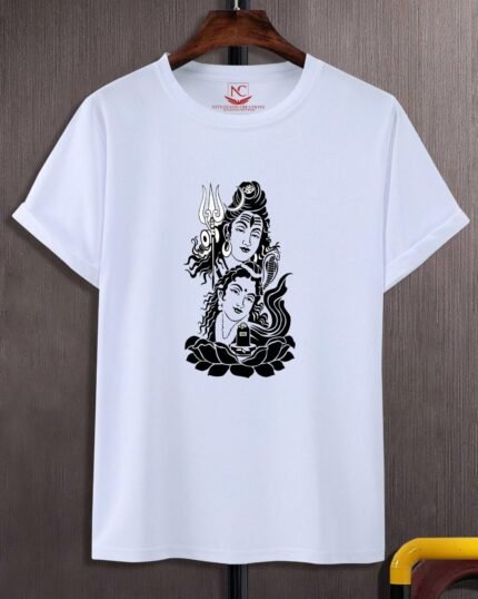 Shiv Parvati Harmony Graphic Printed White Tee-1622