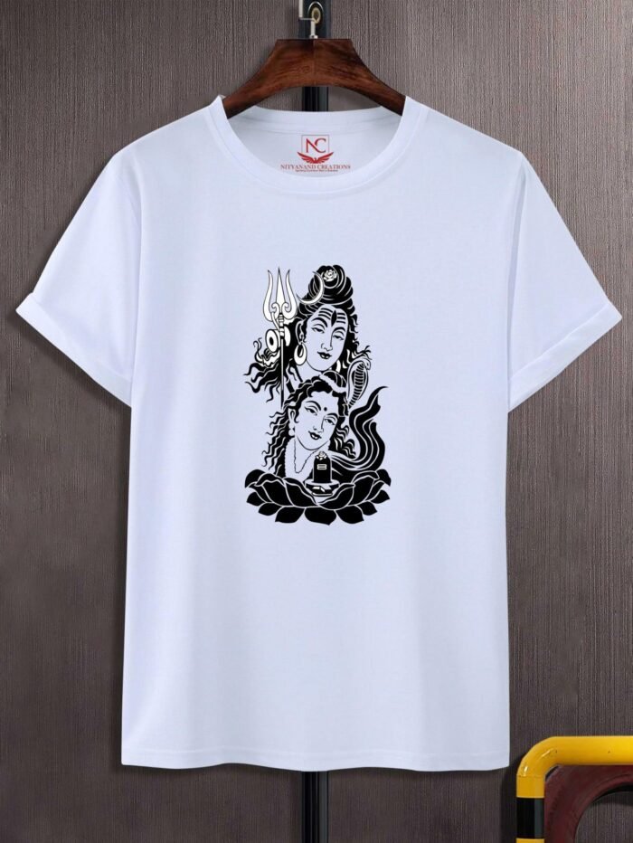 Shiv Parvati Harmony Graphic Printed White Tee-1622