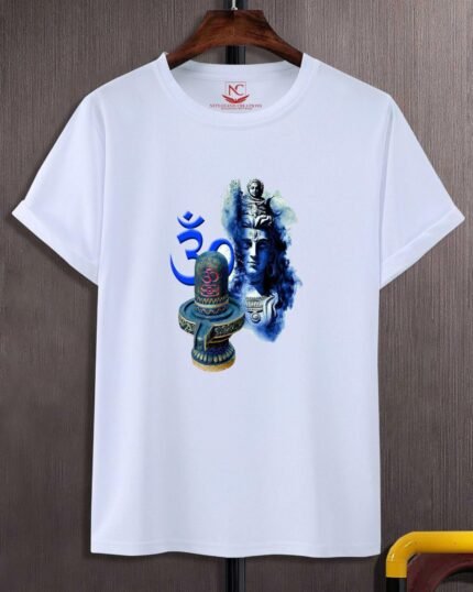 Om Mahadev Sacred Graphic Print White Tee-1628