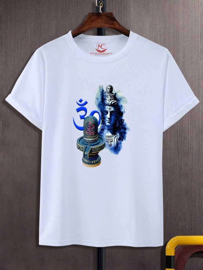 Om Mahadev Sacred Graphic Print White Tee-1628