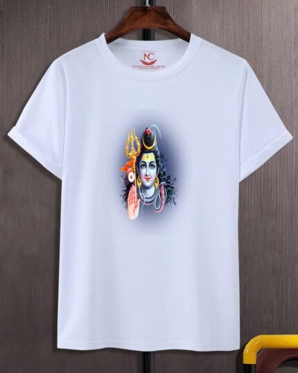 Shiv Ji Divine Graphic Print White Tee-1630