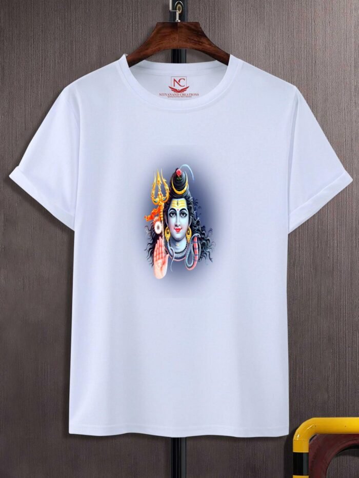 Shiv Ji Divine Graphic Print White Tee-1630