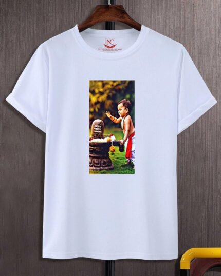 Om Mahadev Sacred Graphic Print White Tee-1634