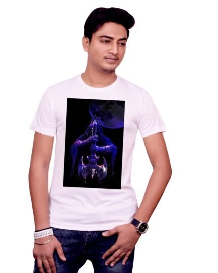 Devil's Shadow Graphic Printed White Tee-1640