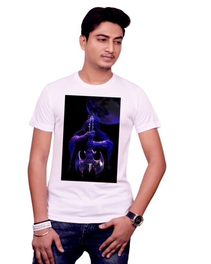 Devil's Shadow Graphic Printed White Tee-1640