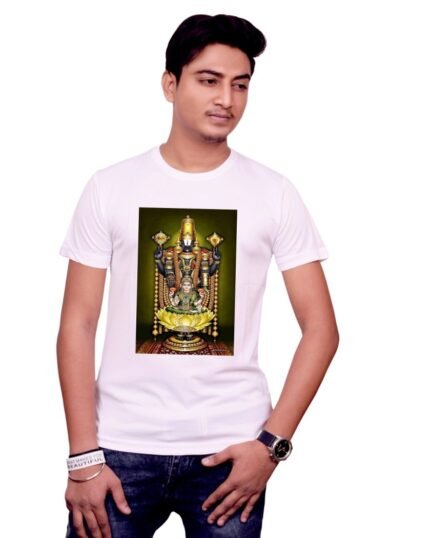 Tirupati Balaji Divine Graphic Printed White Tee-1642