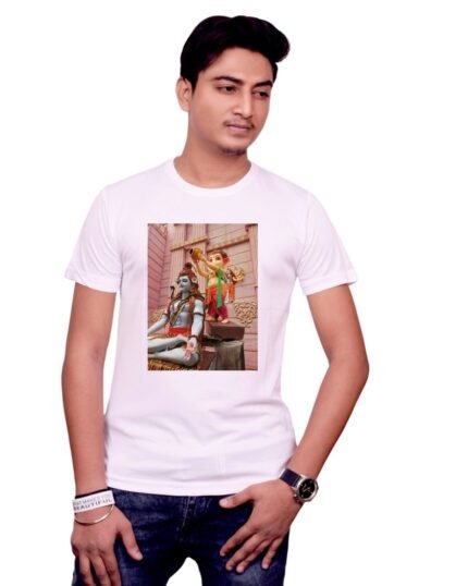 Divine Harmony Shiv & Ganesh Graphic Print Tee-1643