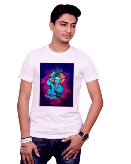 Divine Vibes Shiv Graphic White Tee-1645