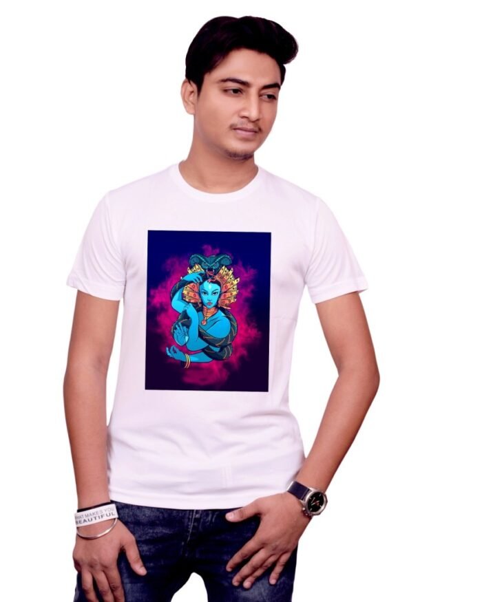 Divine Vibes Shiv Graphic White Tee-1645