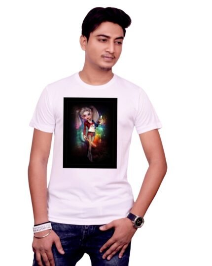 Harley Quinn Bold Graphic Print White Tee-1646