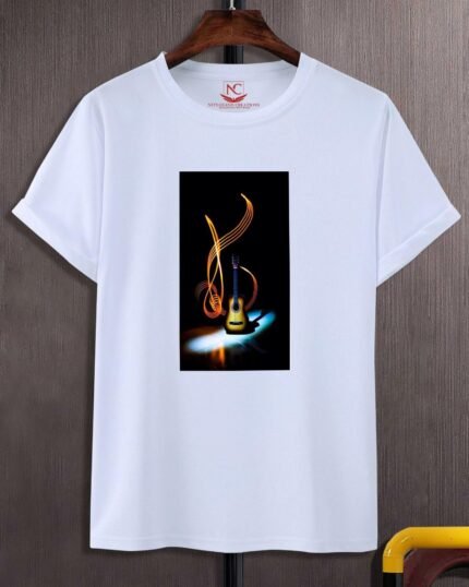 Electric Guitar Graphic Printed White T-Shirt