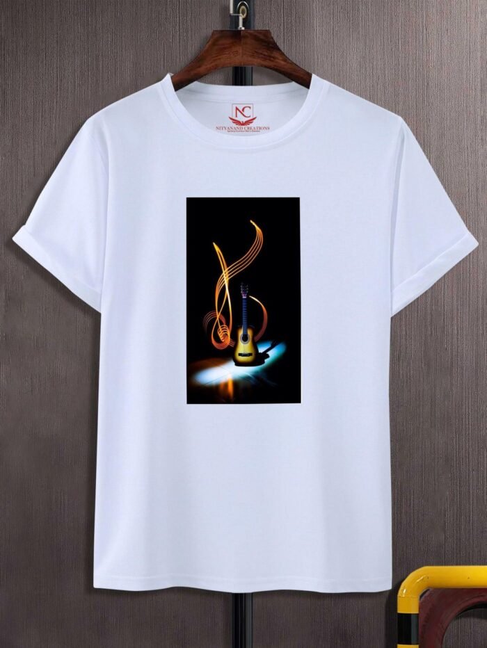 Electric Guitar Graphic Printed White T-Shirt