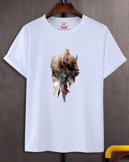 Nandi Mahadev Divine Graphic Printed White Tee-1661