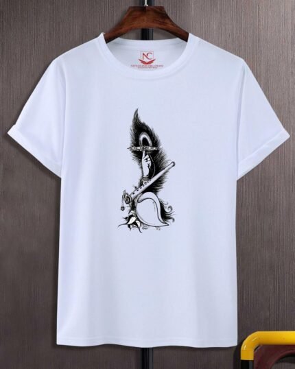 Krishna Divine Graphic Printed White Tee-1668