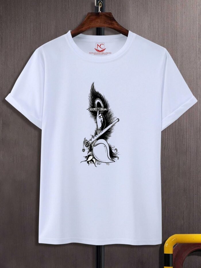 Krishna Divine Graphic Printed White Tee-1668